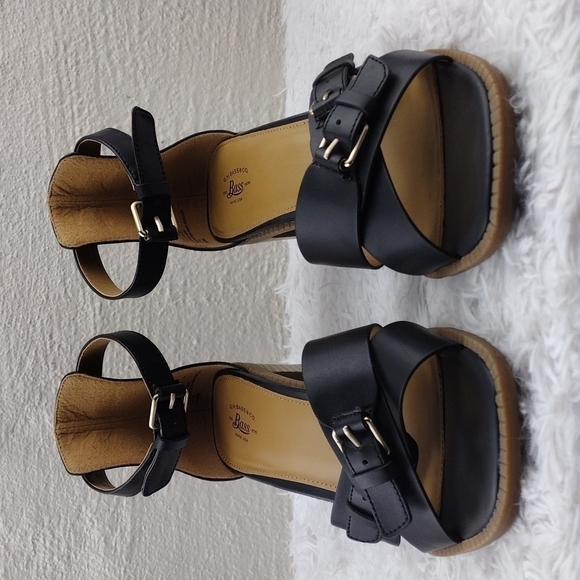 G.H. Bass & Co. Penelope Black Open Toe Ankle Strap Block High Heel Sandal Shoe - Picture 2 of 15